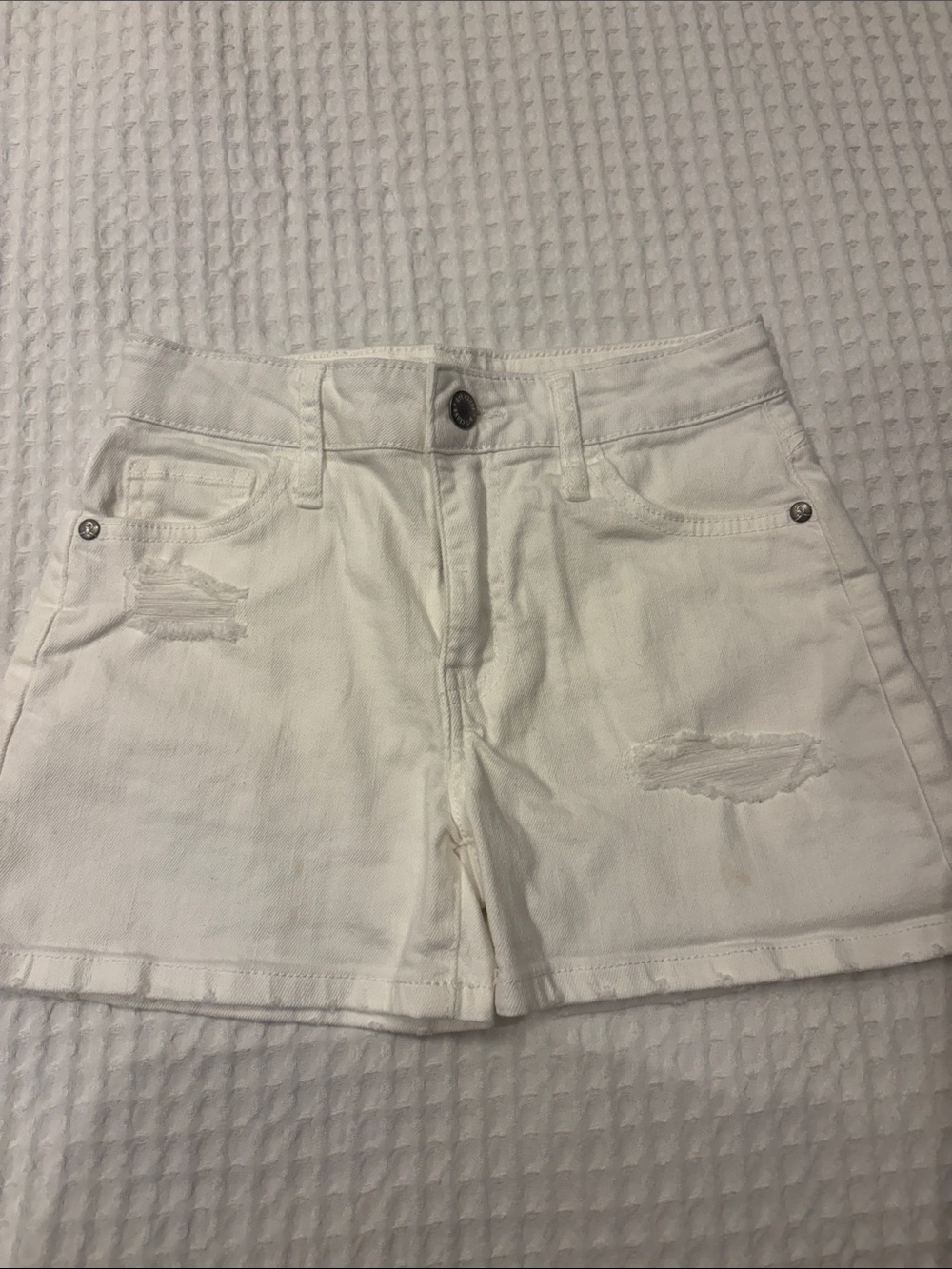 Kids' White Distressed Denim Shorts